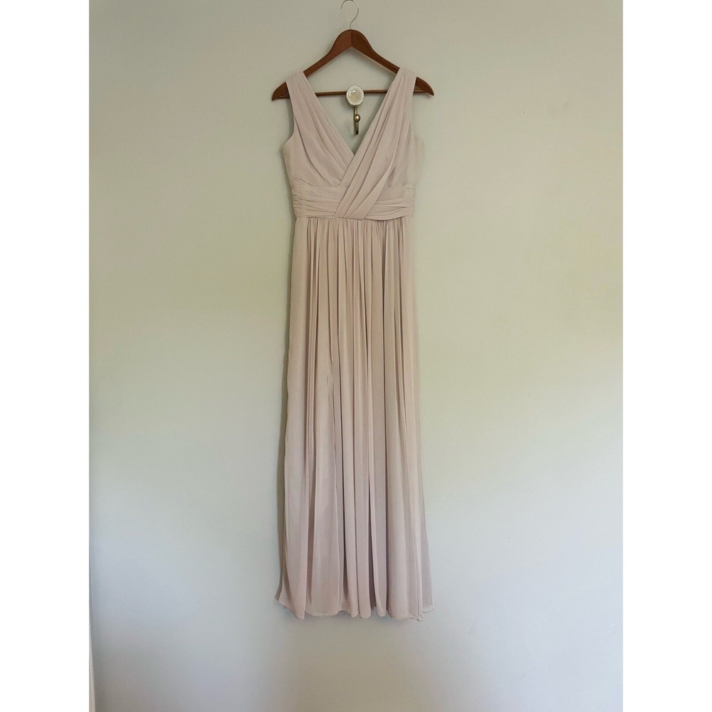 Dressy Collection Draped Chiffon Formal Sleeveless Front Slit Maxi Dress Size 6